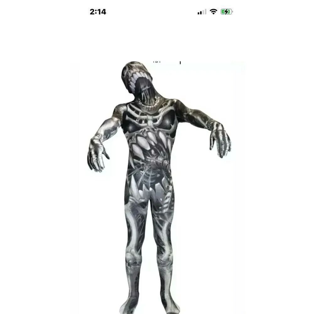 NEW ADULT MORPH SKULL BONES HALLOWEEN COSTUME SIZE XL XLARGE Full Body